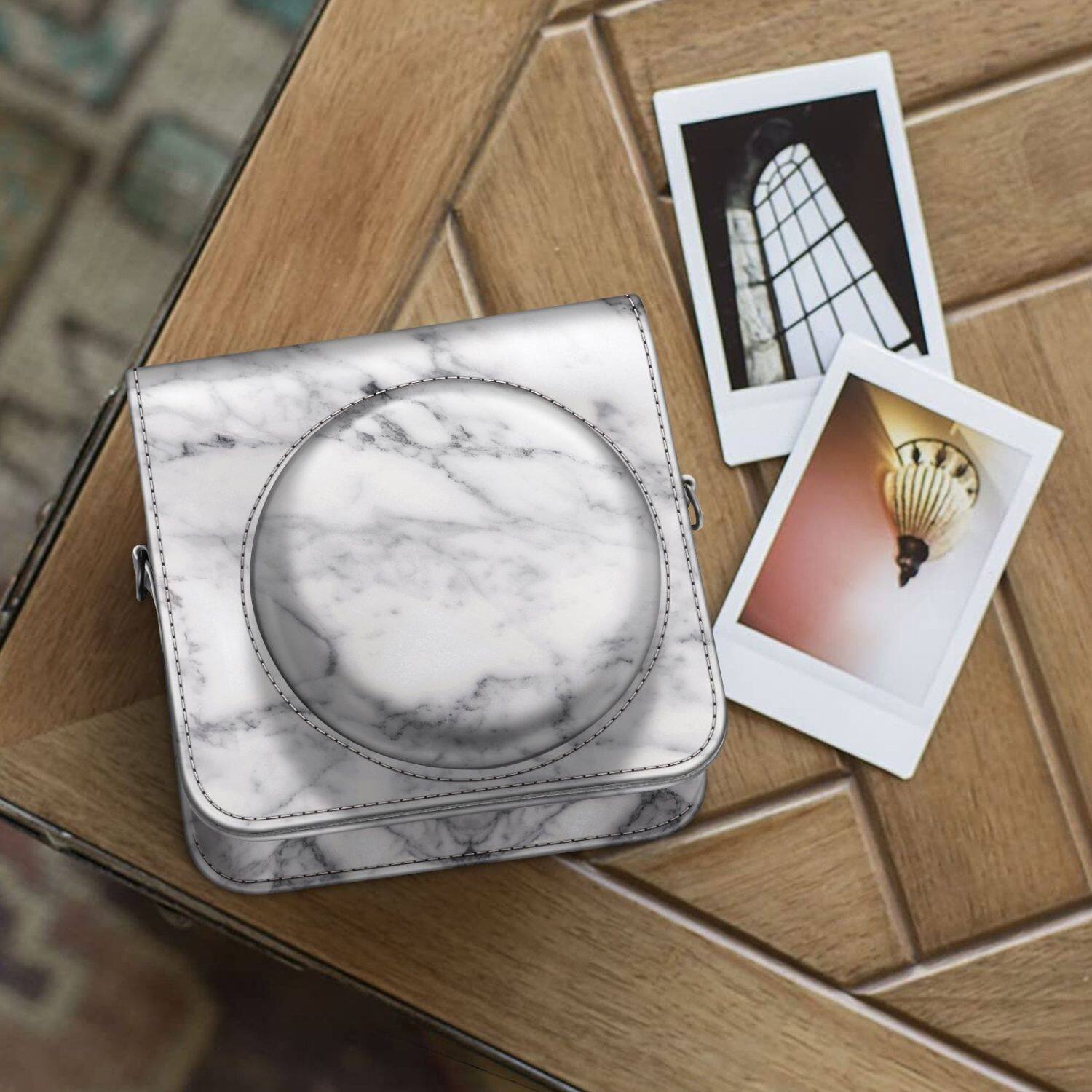 Back. Stock Preferred - Case for Fujifilm Instax Square SQ1 Instant Camera Vegan Leather Bag Cover Strap Marble - Marble.