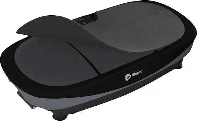 Front. LifePro - Rumblex Max 4D Black Vibration Plate Exercise Machine with Loop Resistance Bands - Black.