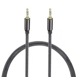 Unique Bargains - 2pcs 3.5mm Aux Cable, 3 Pole Nylon Braided Male to Male, for Earphone Smart Phone Speaker - Black