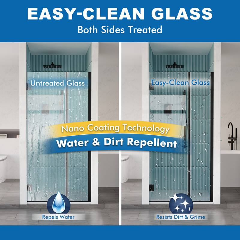 EASY-CLEAN GLASS  
Both Sides Treated  

Untreated Glass  
Easy-Clean Glass  

Nano Coating Technology  
Water & Dirt Repellent  

Repels Water  
Resists Dirt & Grime