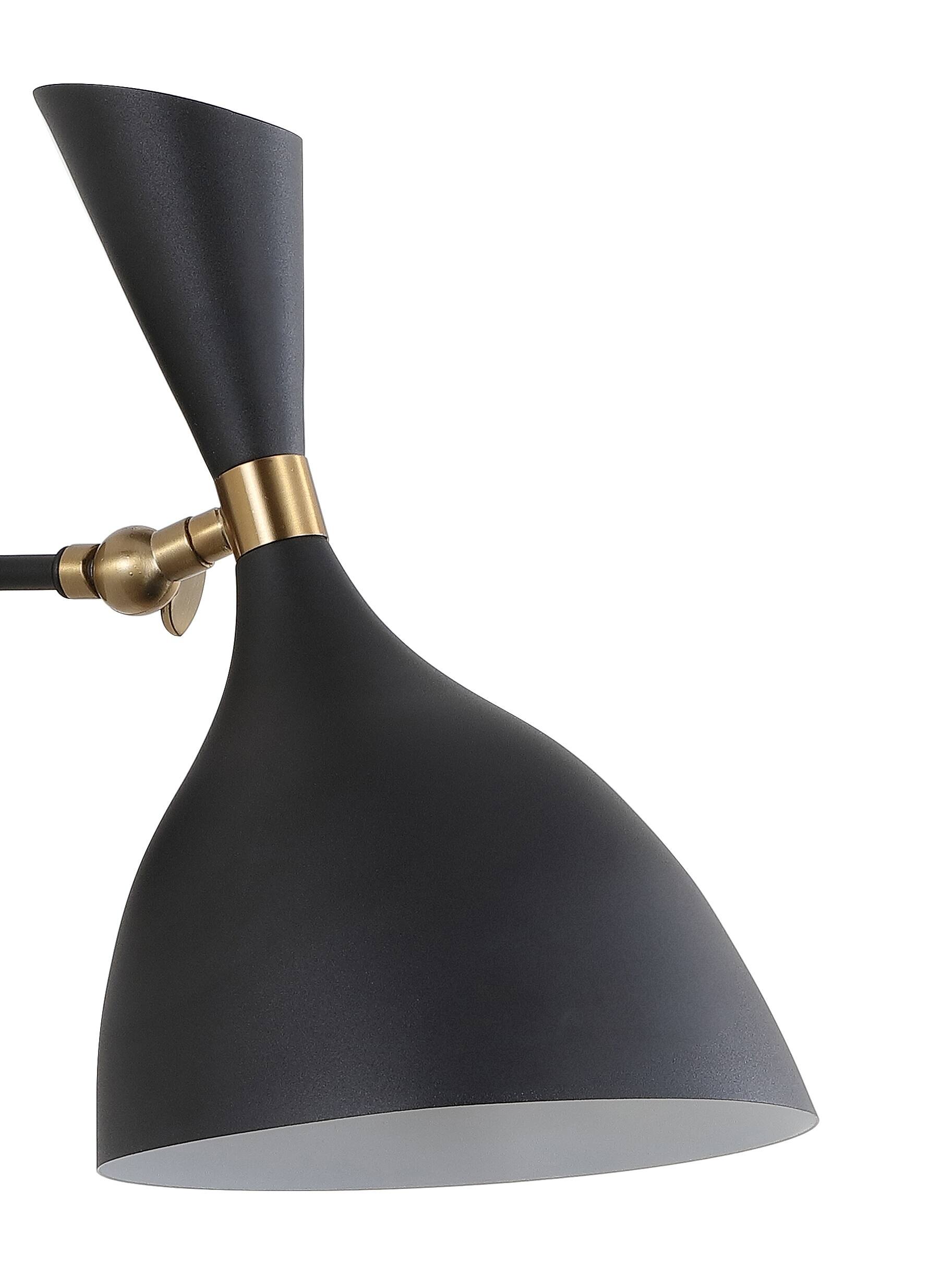 Alt View 1. Jonathan Y - Josef 10" Iron Retro LED Wall Sconce, Black - Black/Brass Gold.
