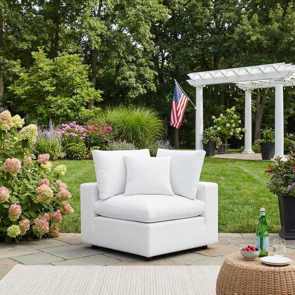 Left. Outdoor Escape - Outdoor Patio Corner Chair With Cushioned Seating And Sturdy Frame - White.