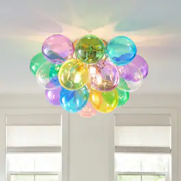 Loheer - Colorful Glass Bubble Chandelier Three Light 15 Inch Flush Mount Ceiling Fixture