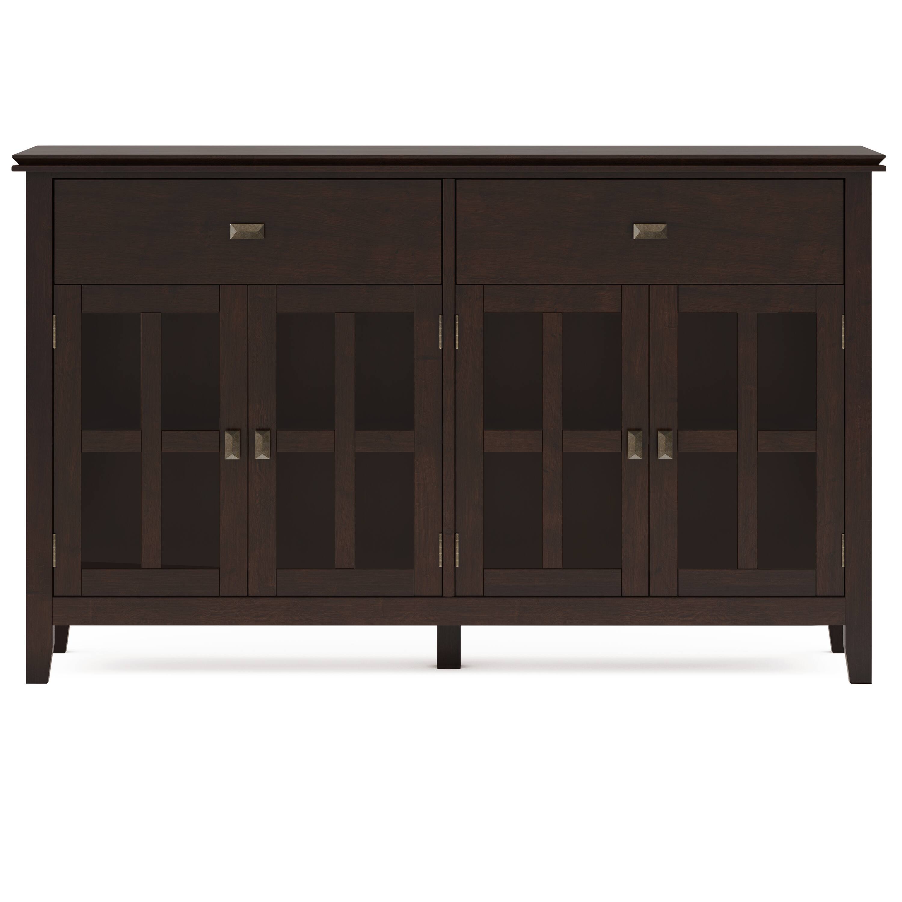 Left. Simpli Home - Artisan Solid Wood Large 4 Door Sideboard Buffet in Dark Chestnut Brown - Dark Chestnut Brown.