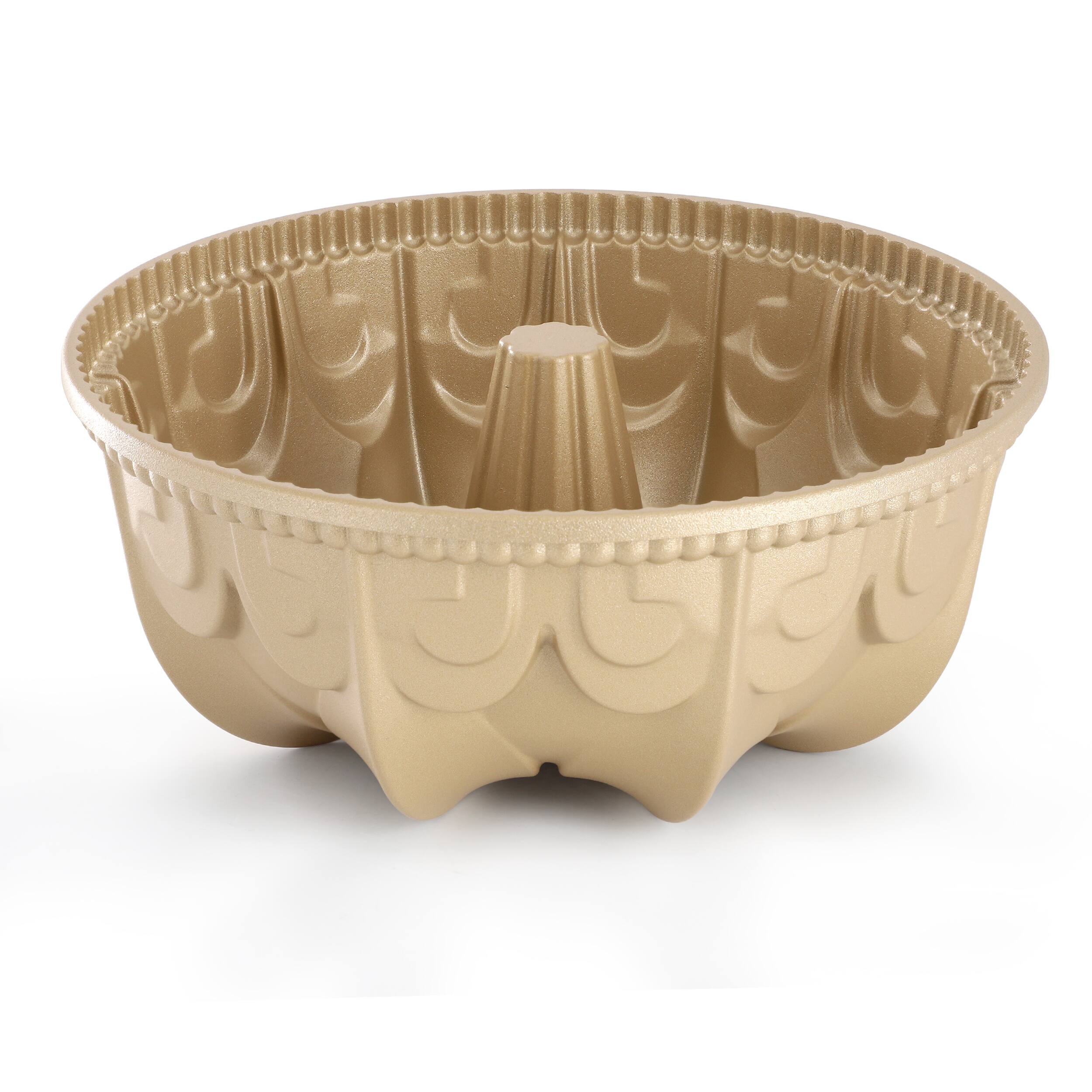 Alt View 1. Martha Stewart - Martha Stewart Festive Holiday 9.3 Inch x 3.9 Inch Cast Aluminum Cake Pan - Champagne.