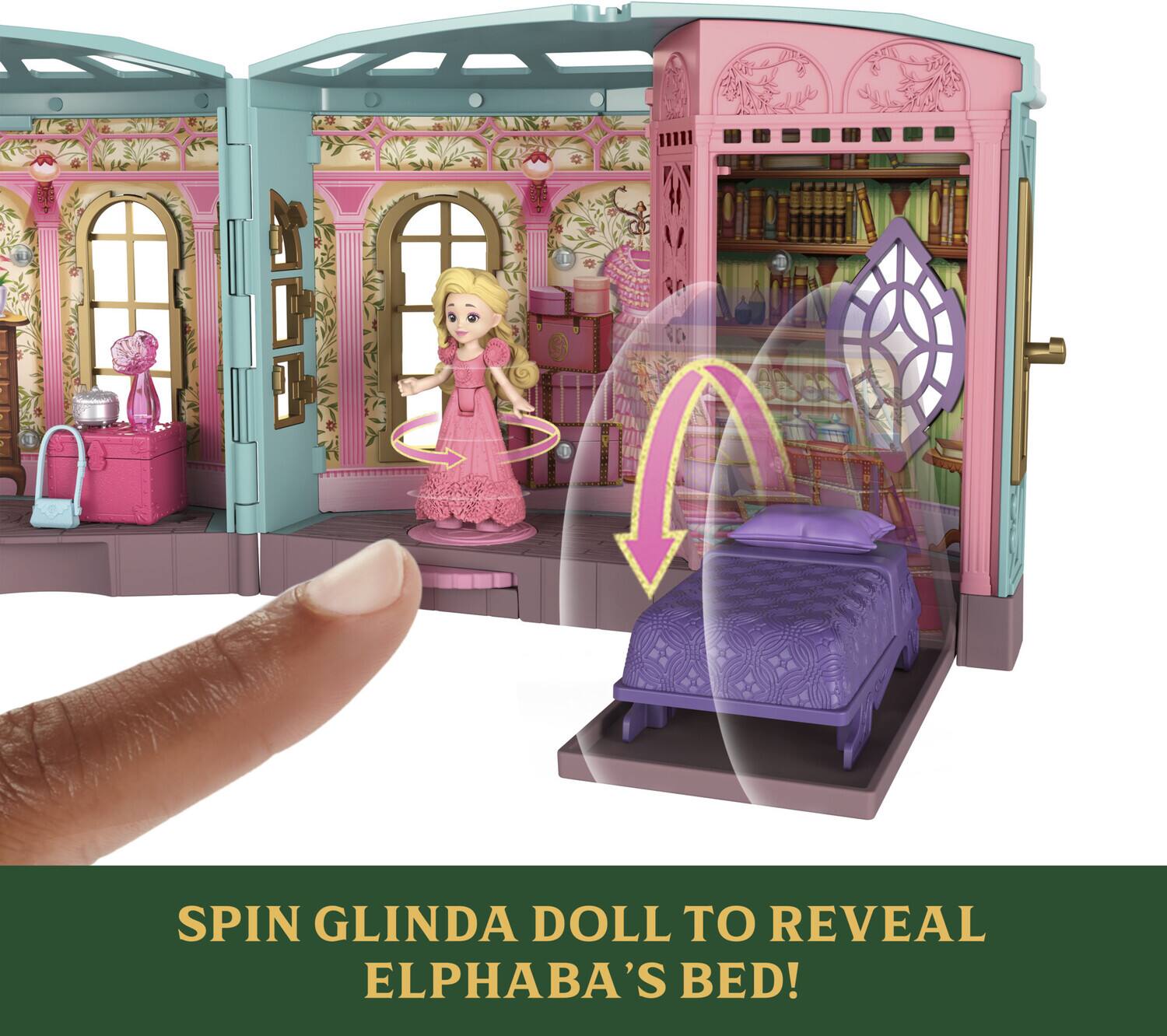 SPIN GLINDA DOLL TO REVEAL ELPHABA'S BED!
