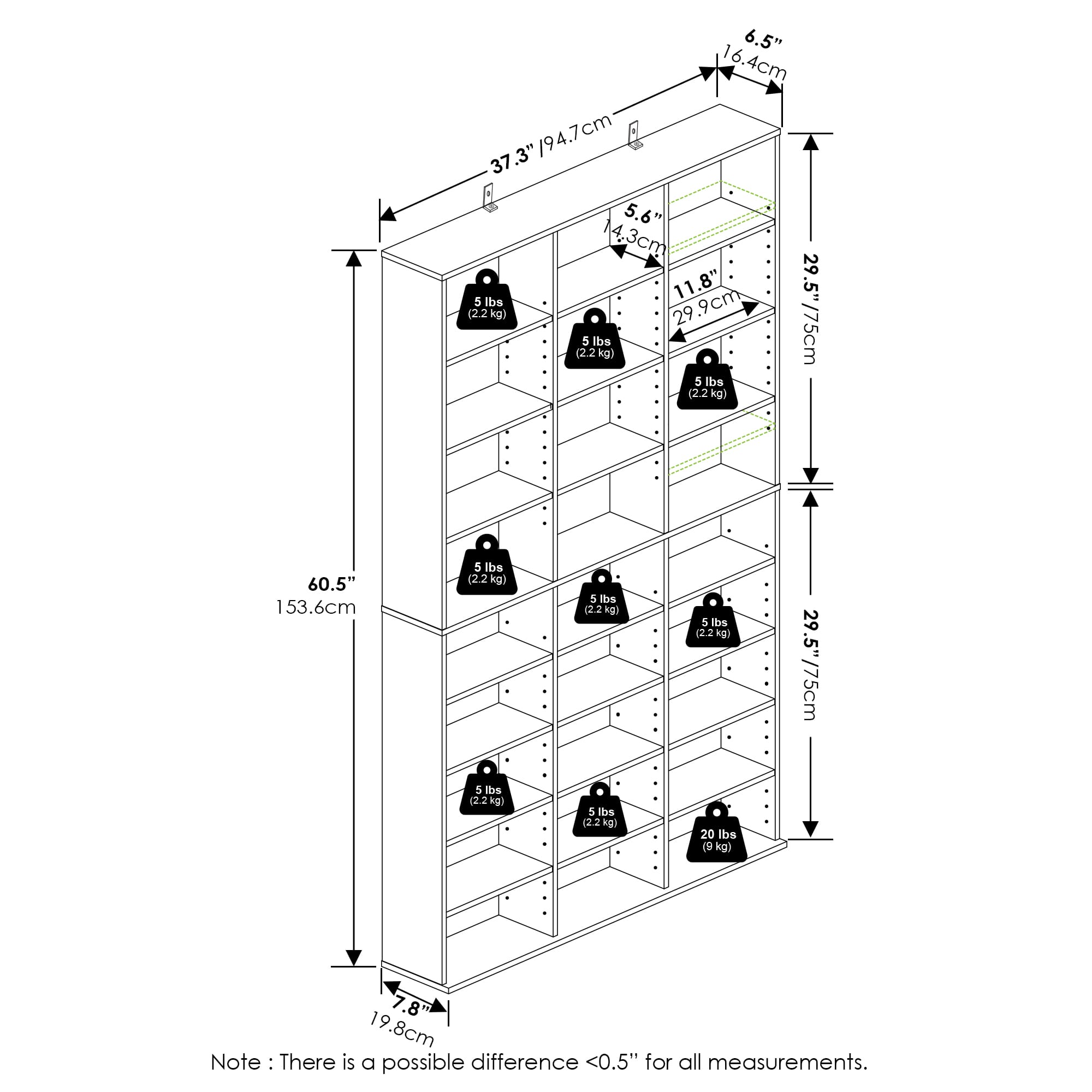 Furinno JAYA 24 Shelf Multimedia Media Storage Tower Rack with