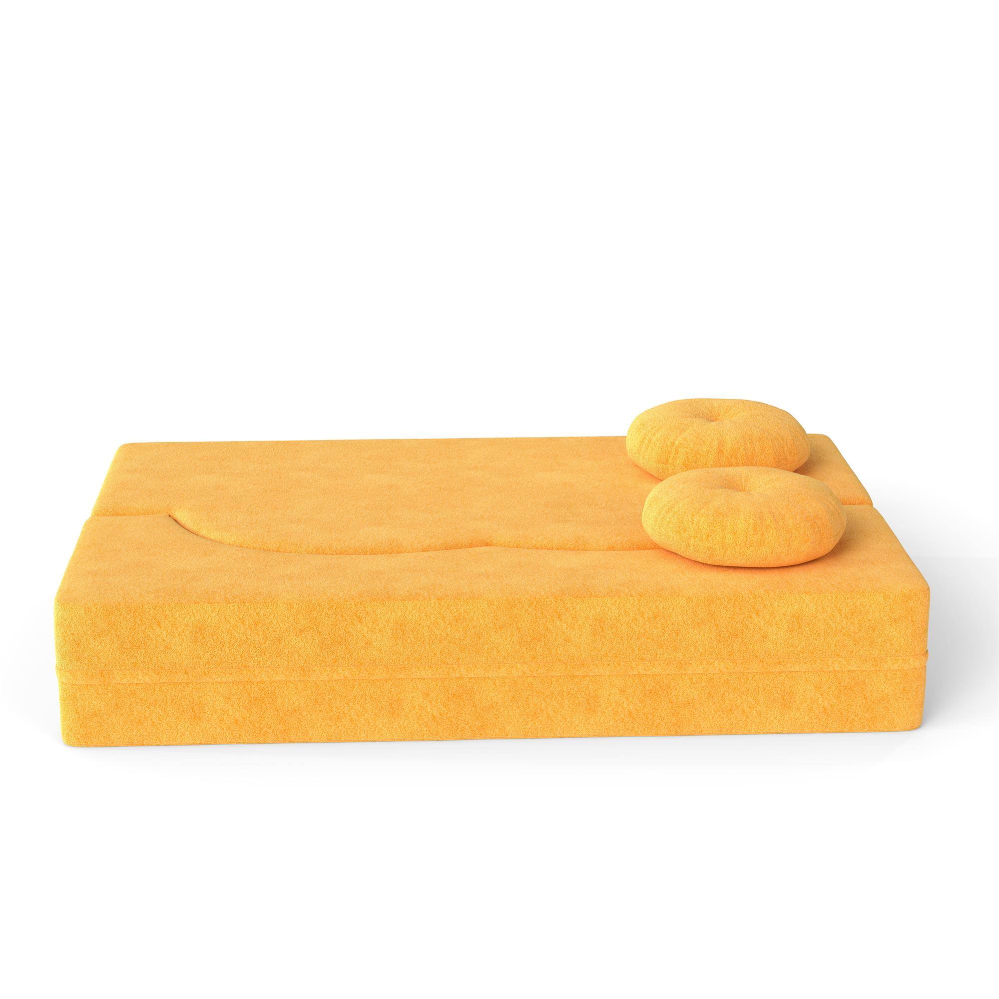 Alt View 2. COWLOWN - Folding Sofa Bed with Pillow Twin Sleeper Floor Futon Loveseat Foam Folding Mattress Yellow - Yellow.