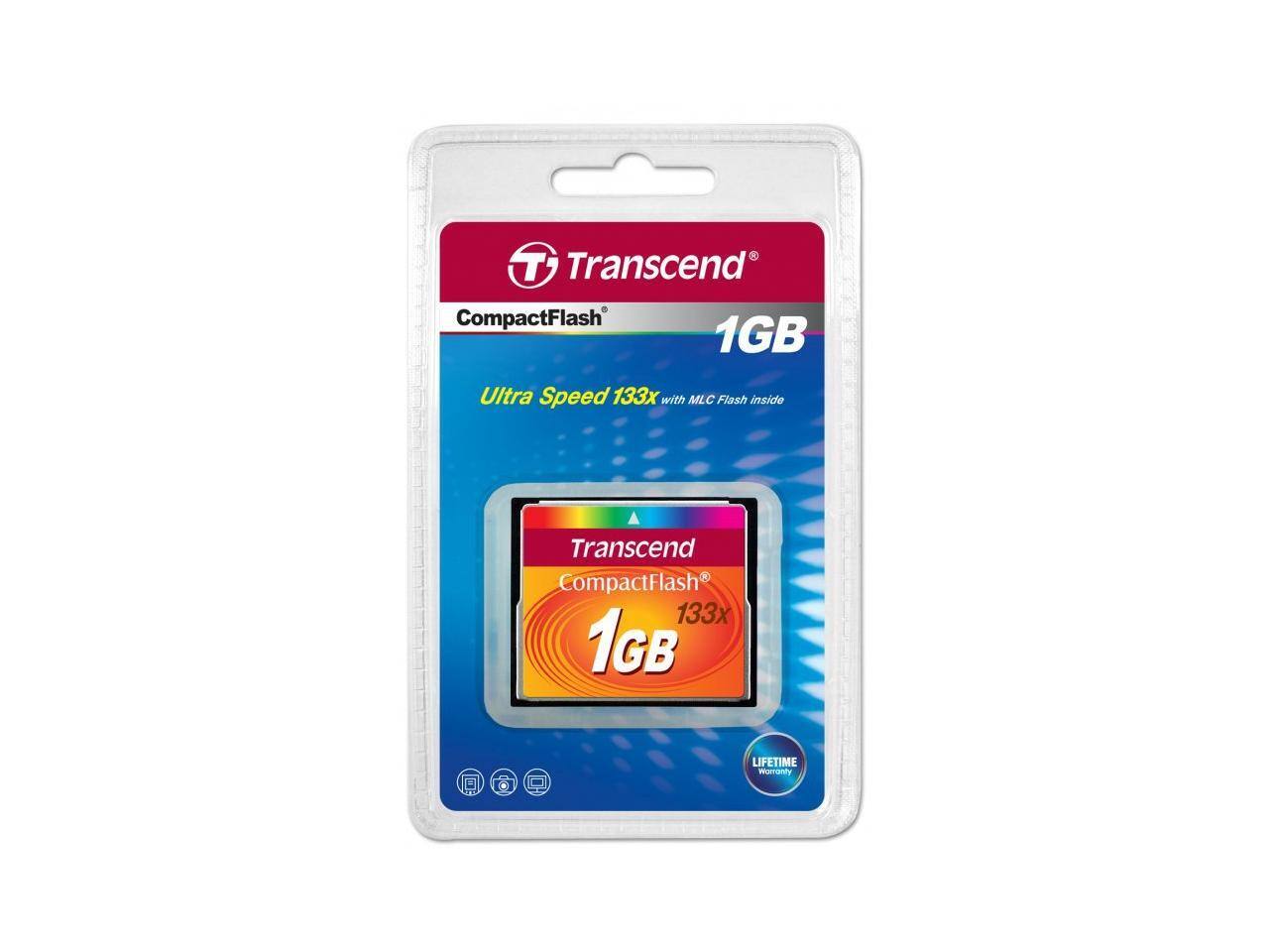 Transcend CompactFlash 1GB Ultra Speed 133x with MLC Flash inside Transcend CompactFlash 133x 1GB LIFETIME warranty