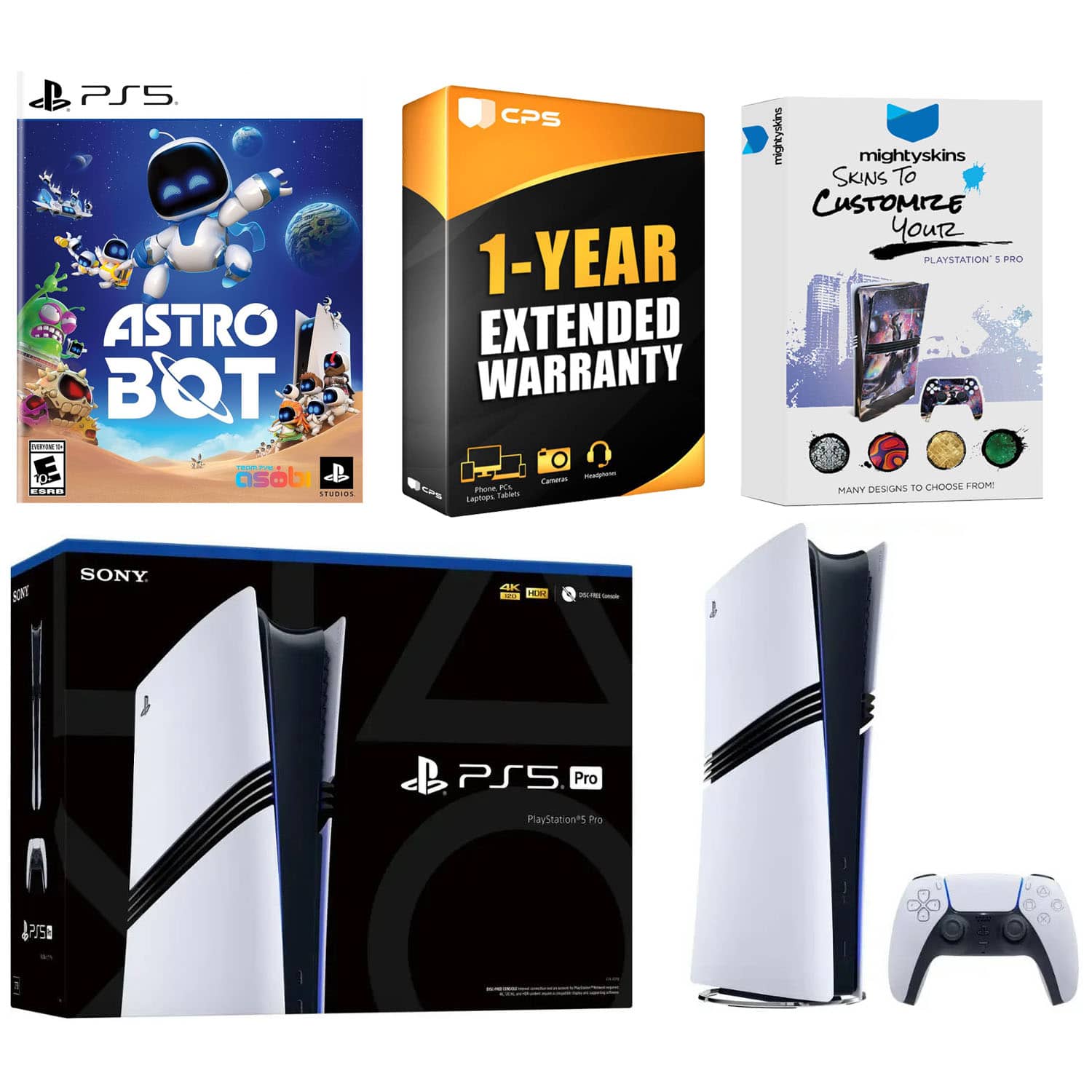 PlayStation 5 Pro Digital Bundle with Astro Bot Game, MightySkins Code and 1 Year Extended Warranty - PlayStation 5