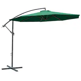 Outsunny - 10' Cantilever Hanging Tilt Offset Patio Umbrella with UV & Water Fighting Material and Cross Base (Weight Not Included) - Green