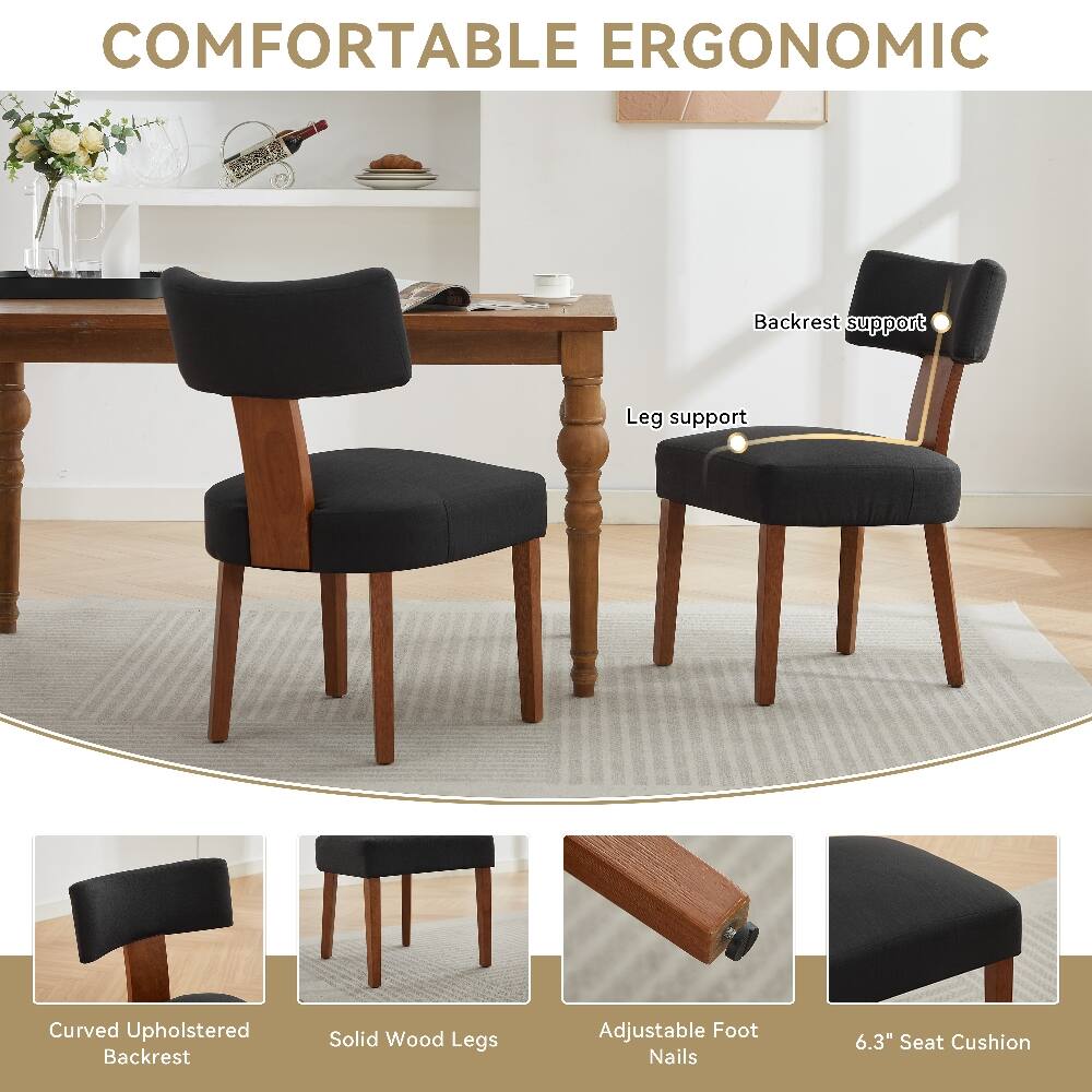 COMFORTABLE ERGONOMIC

- Backrest support
- Leg support
- Curved Upholstered Backrest
- Solid Wood Legs
- Adjustable Foot Nails
- 6.3" Seat Cushion