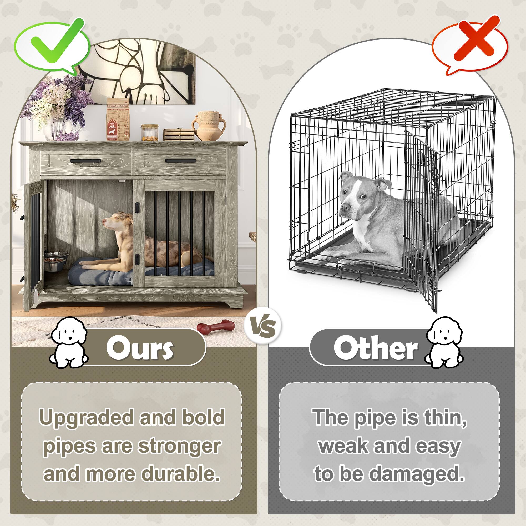 Ours VS Other

Upgraded and bold pipes are stronger and more durable.

The pipe is thin, weak and easy to be damaged.