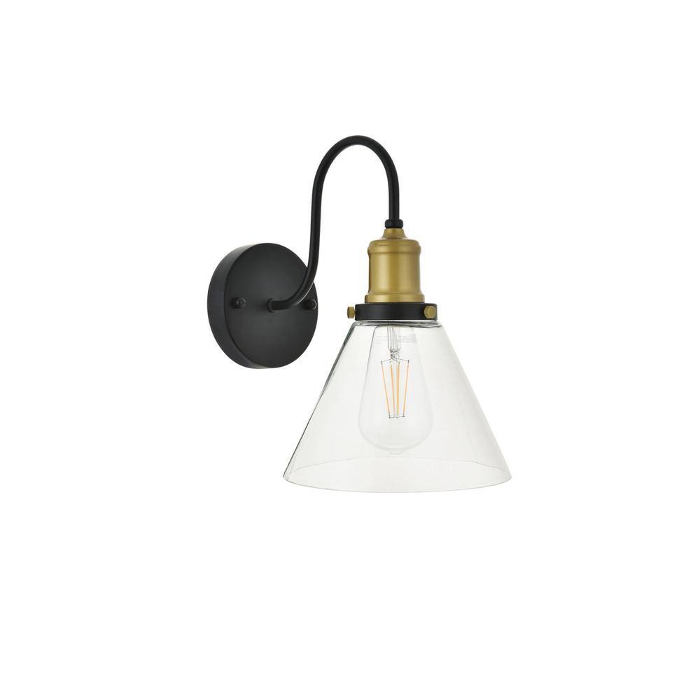 Alt View 9. Living District - Histoire 1 light brass and black Wall Sconce - Brass And Black And Clear.