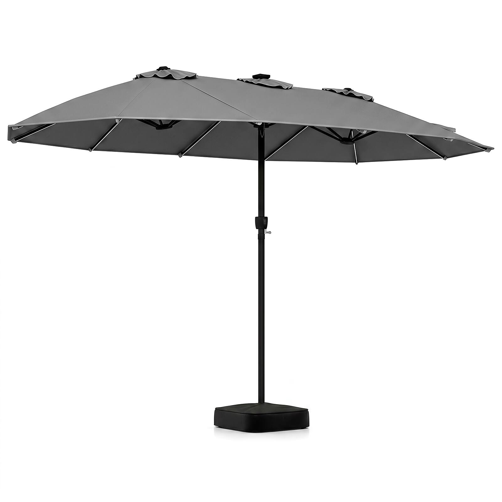 Alt View 9. Gymax - Gymax 15.5 FT Extra-Large Patio Umbrella w/Base Included 12 Ribs 12 Light Modes Gray - Gray.