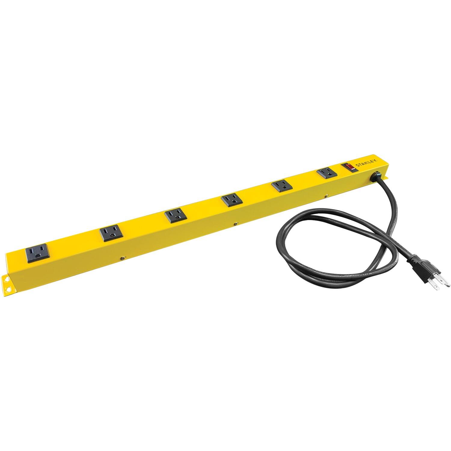 Alt View 1. Stanley - 6-AC Outlet 600-Joule ShopMAX Pro Surge Protector Power Bar, 4-ft Cord, Straight Plug, 31613 - Yellow.