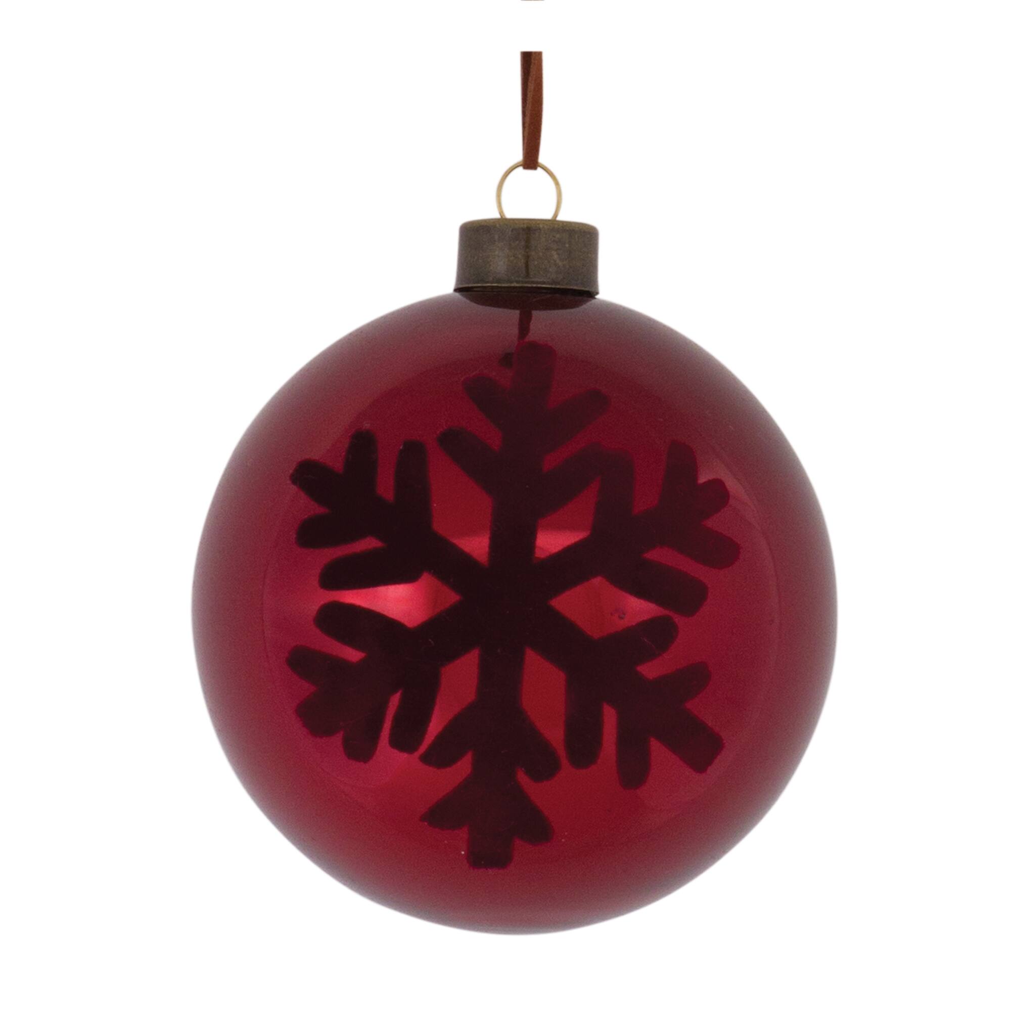 Back. BreeBe - Snowflake Ball Ornament (Set of 6) - Red.
