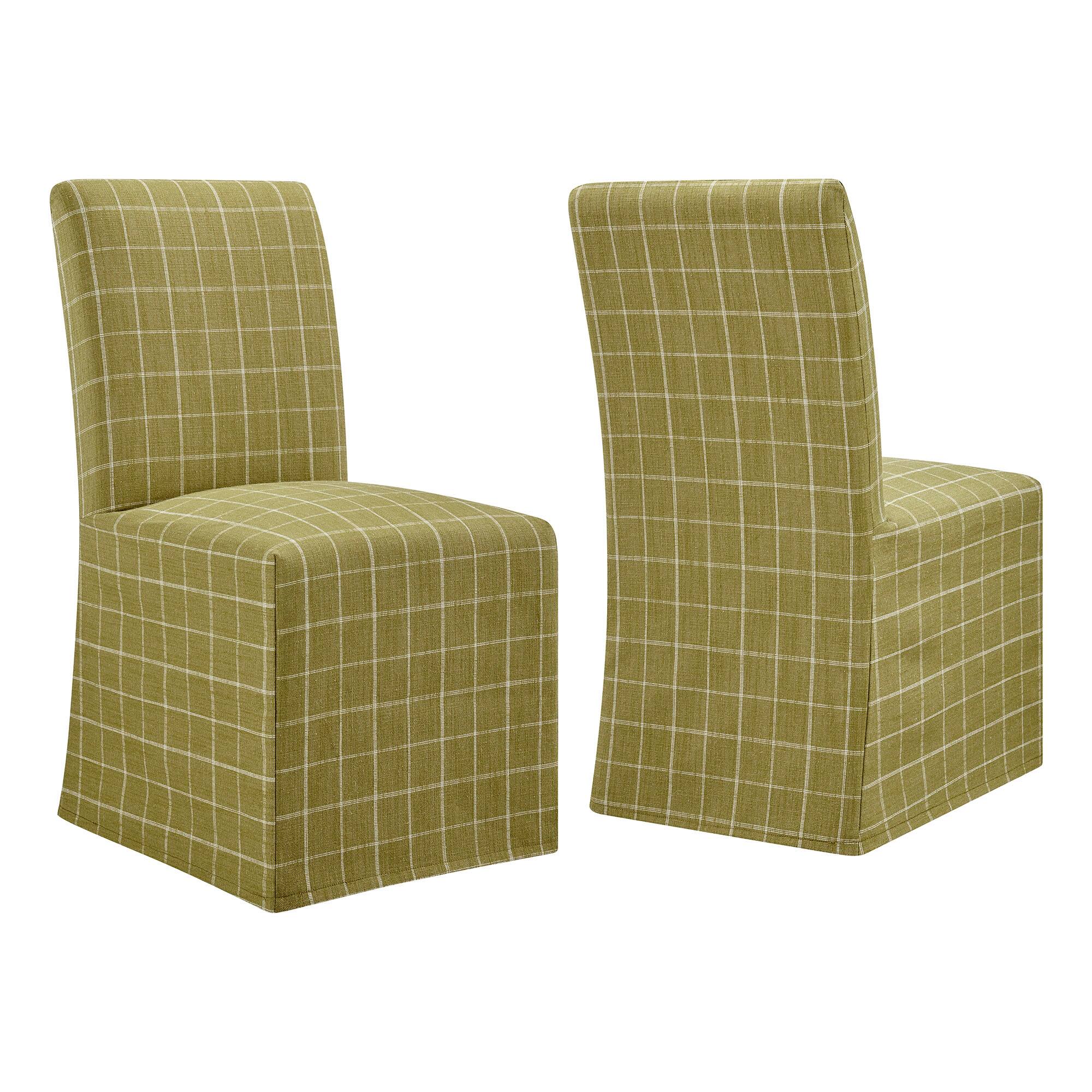 Angle. Modway - Aster Linen Cotton Blend Slipcovered Dining Chairs Set of 2 by Modway - Artichoke Windowpane Check.