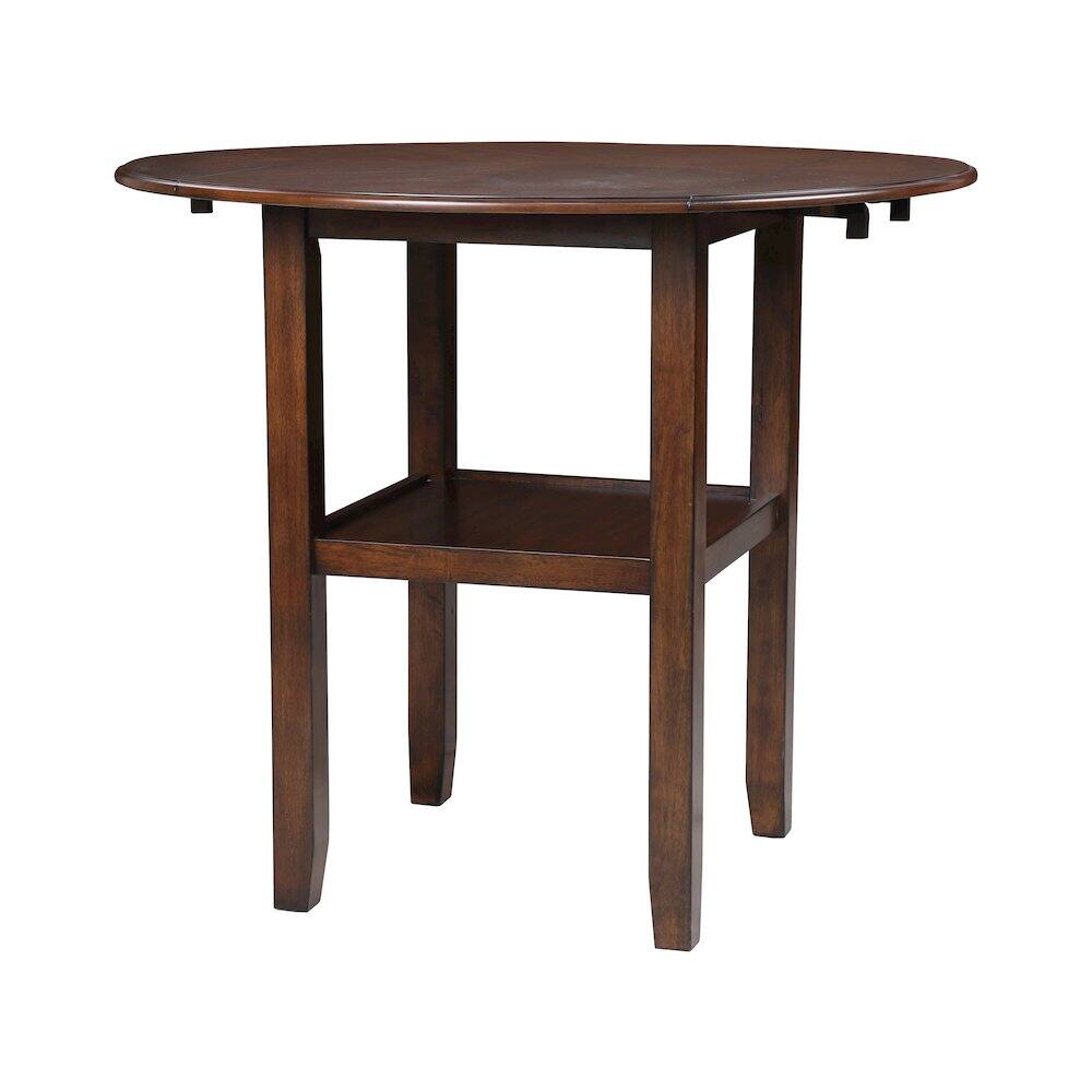 Left. New Classic Furniture - Gia 3-Piece 42" Wood Counter Drop Leaf Table Set - Red.
