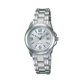Casio - Women’s Dial Stainless Steel Date Display Watch - LTP-1215A-7ACR - Silver