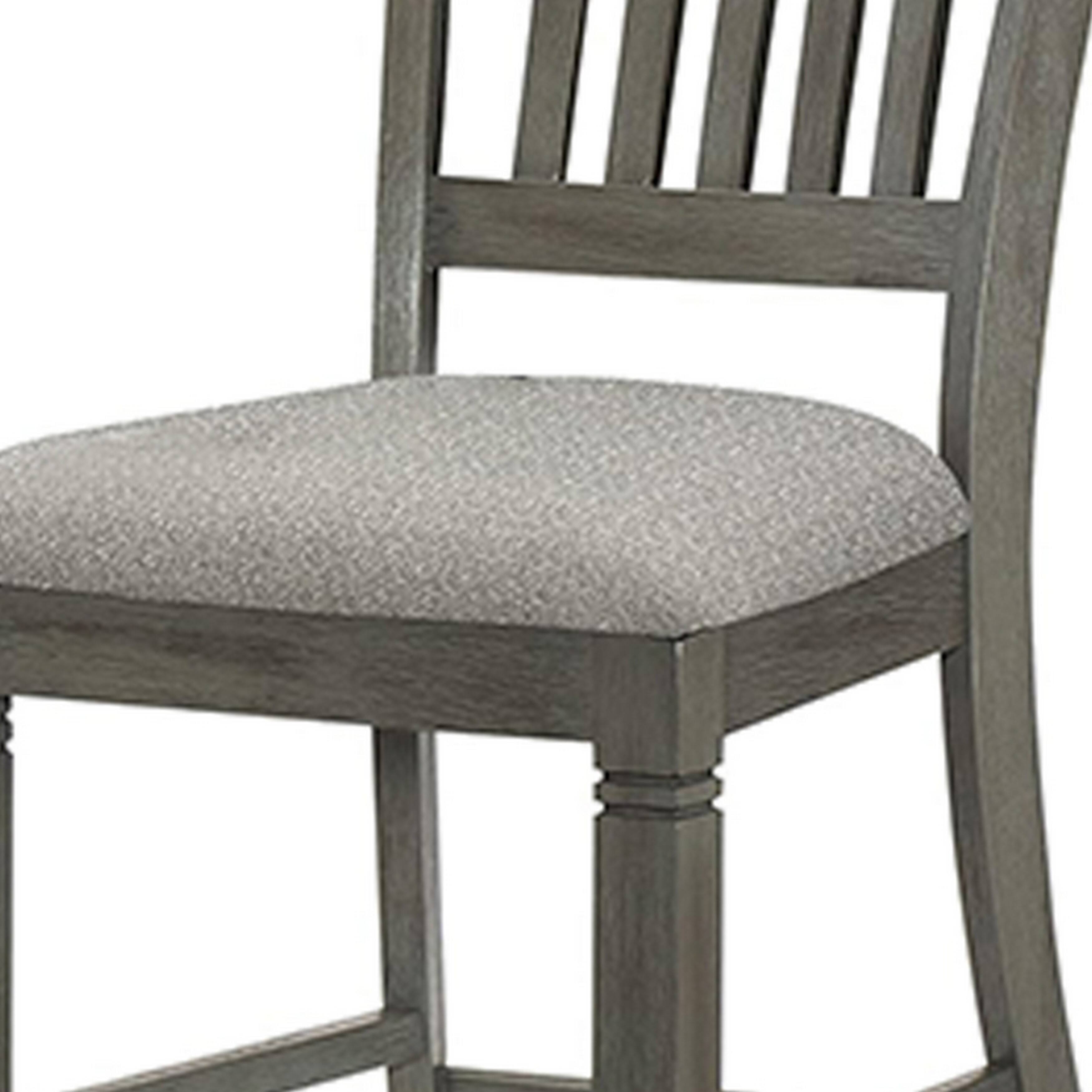 Alt View 1. Manhattan Lane - 26 Inch Counter Height Chair Set of 2, Slat Back, Fabric Seat - Gray.