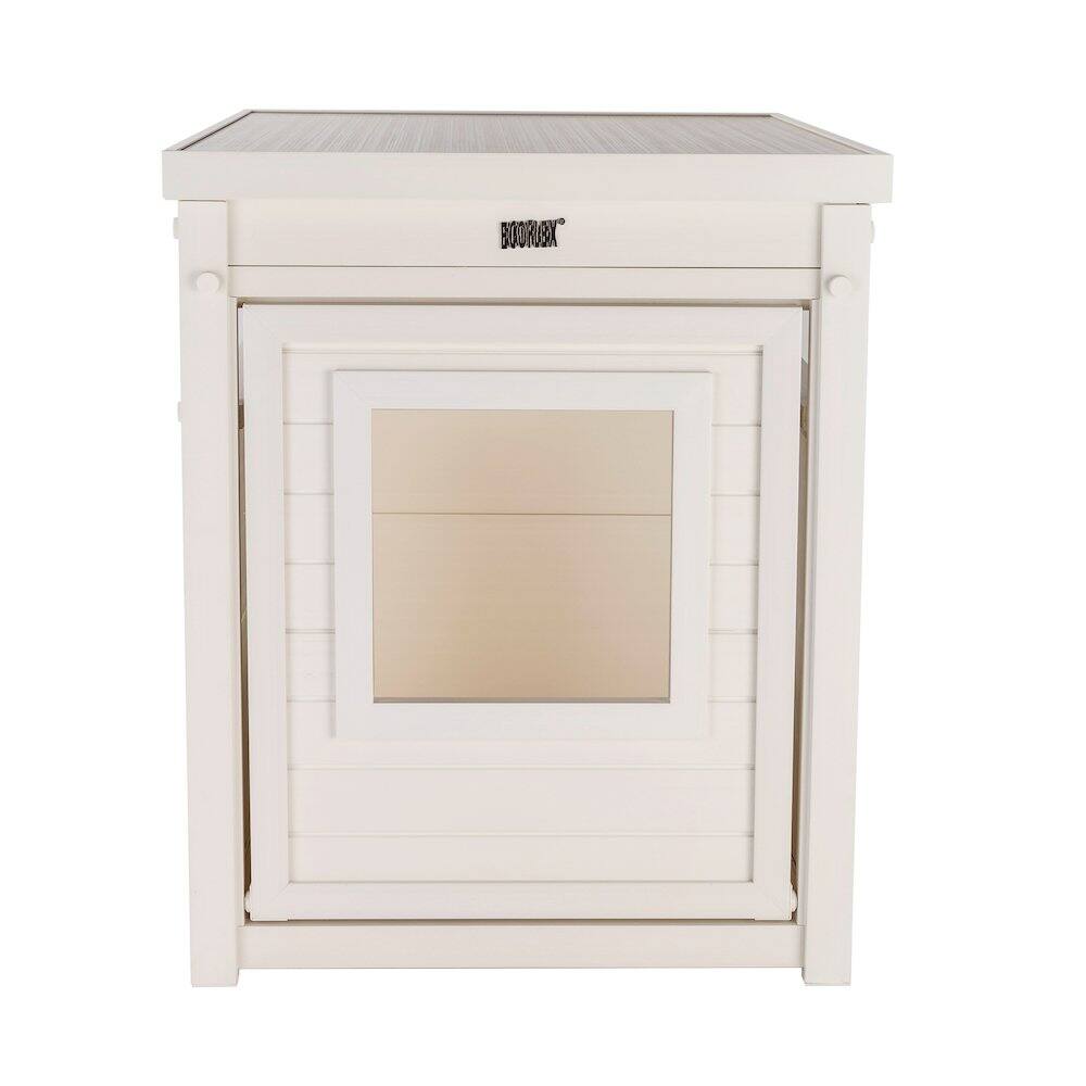 Angle. New Age Pet - ECOFLEX Litter Box Cover End Table - Antique White - Antique White.