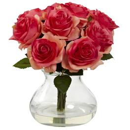 BreeBe - Rose Arrangement w/Vase - Dark Pink