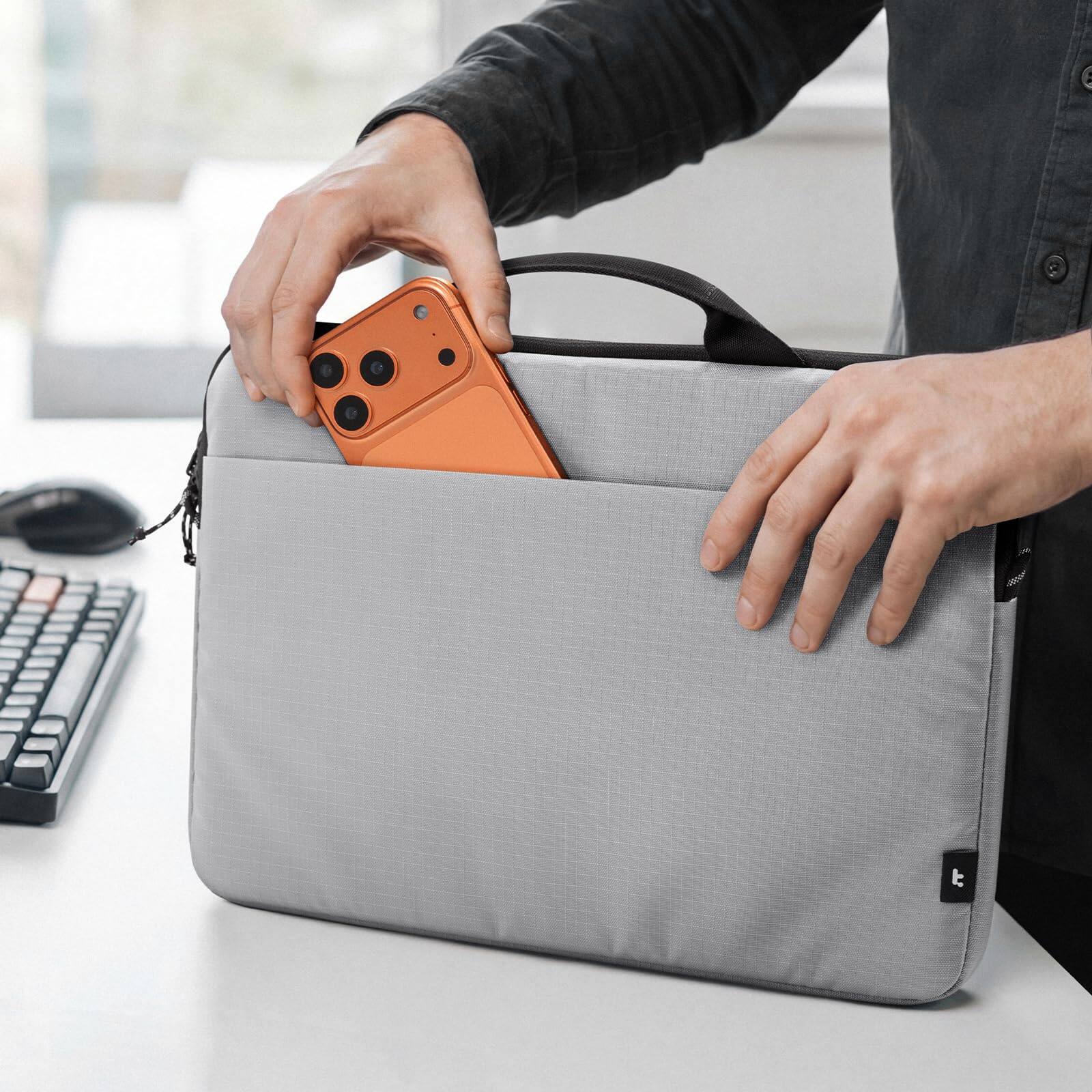 Alt View 6. tomtoc - Essence-A34 360° Protective Laptop Case Sleeve for 13-inch MacBook Air (A3449)/Pro/Neo(A18) M5/M4/M3/M2/M1 2026-2018 - Gray.