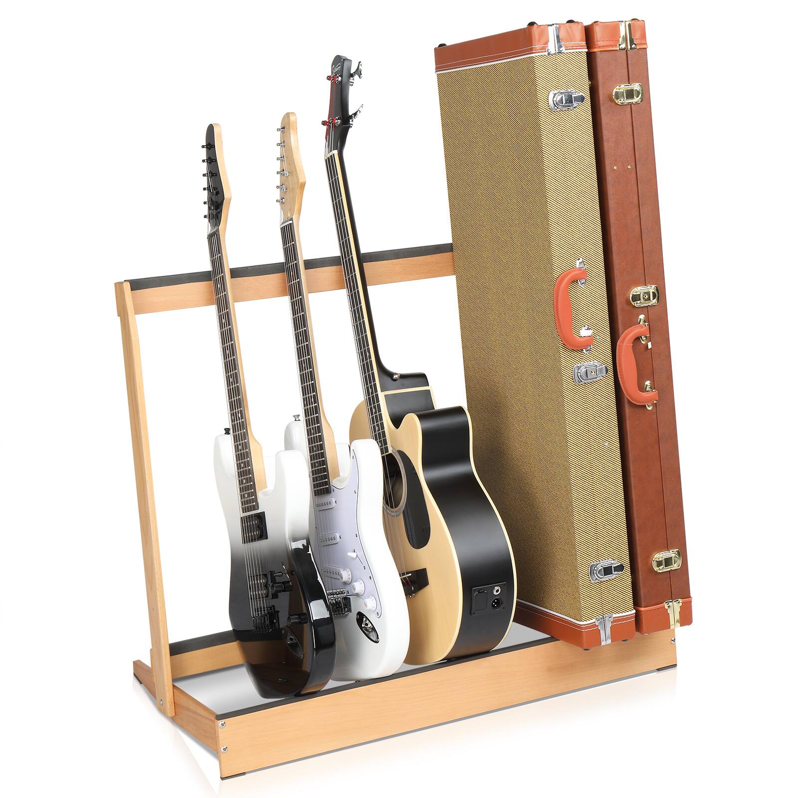 Alt View 2. Winado - Folding Guitar Cases Stand, Wooded Multiple Guitar Case Floor Rack for Electric Guitar, Bass, and Acoustic Guitars.