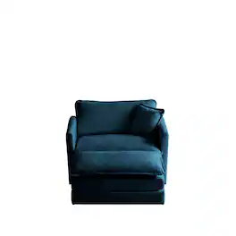 LOVMOR - Modern Accent Chair with Ottoman Living Room Club Chair Chenille Upholstered Armchair Reading Chair for Bedroom Blue - Blue