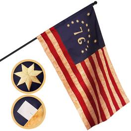G128 - 2 x 3 ft Embroidered Stars & Sewn Stripes Polyester Flag with Pole Sleeve - Assorted Colors