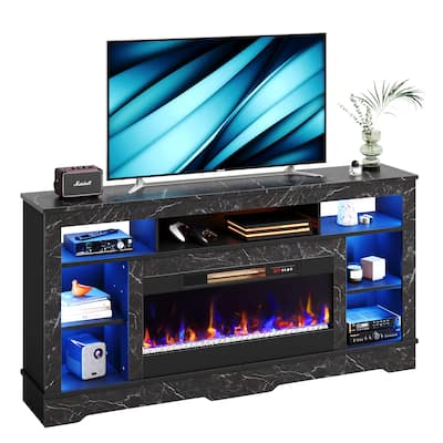 Bestier 70 inch Fireplace TV Stand with RGB Lights, Open Storage Bestier 70 inch Fireplace TV Stand with RGB Lights, Open Storage