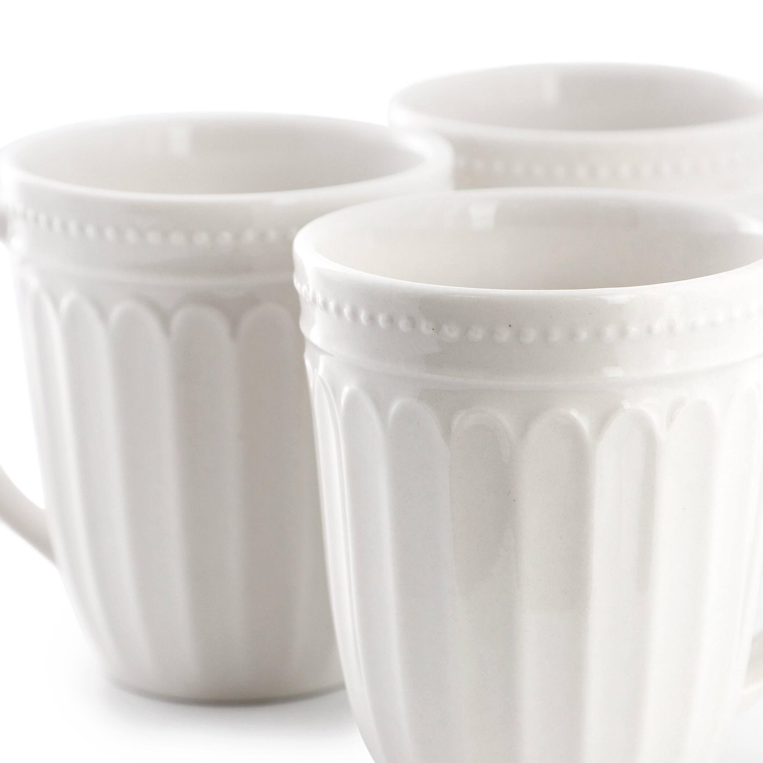 Back. Elama - Elama Hansel 6 Piece Stoneware 12 Ounce Mug Set in White, Service for 6 - White.