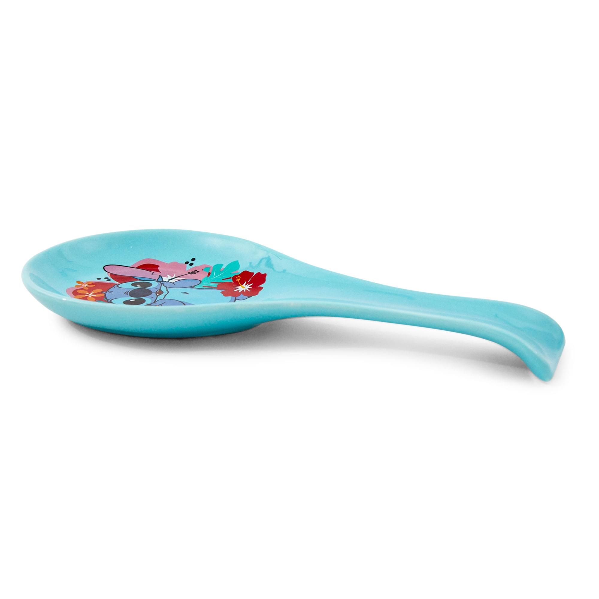 Alt View 1. Silver Buffalo - Disney Lilo & Stitch Hibiscus Flowers Ceramic Spoon Rest Holder - Blue.