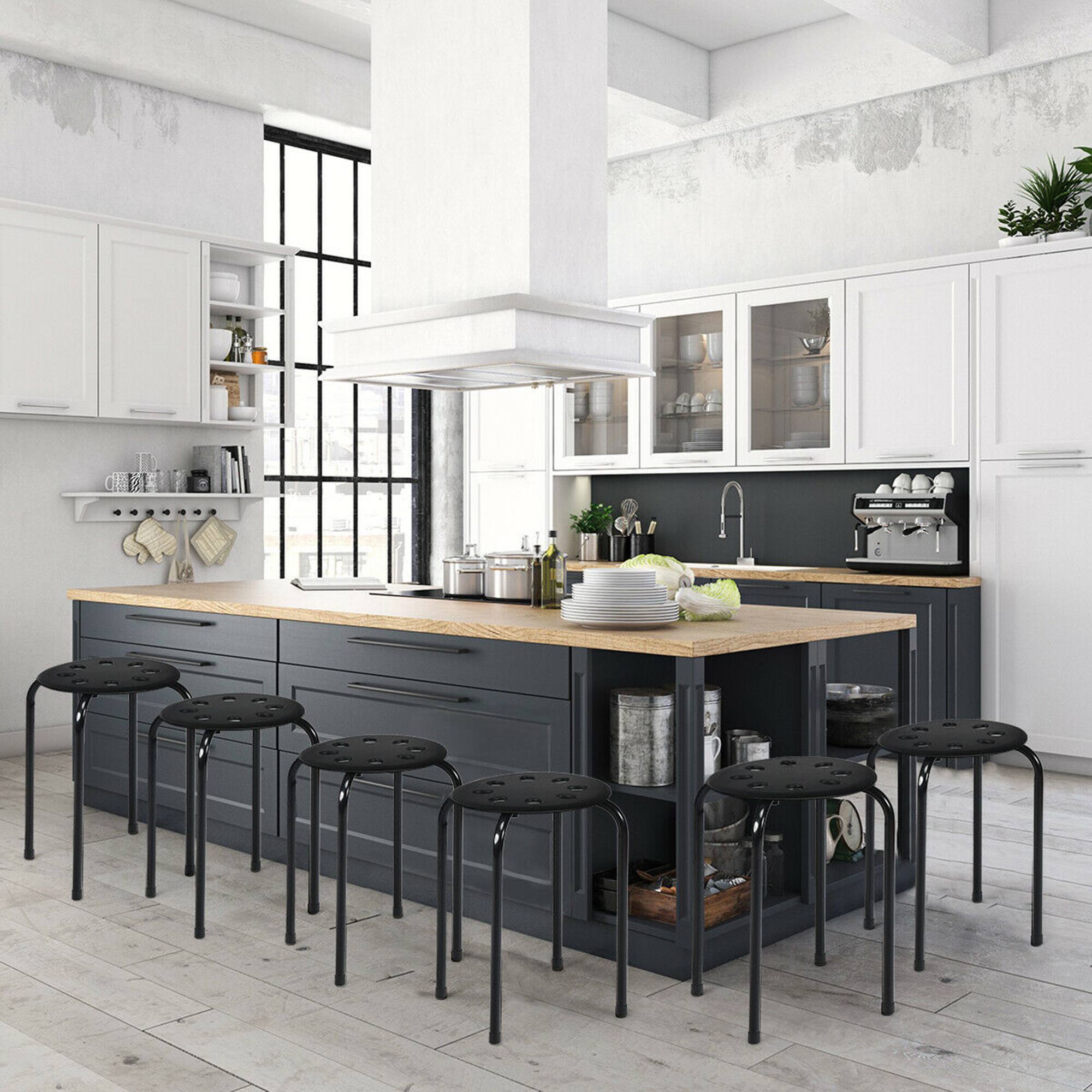 Alt View 2. Gymax - Gymax Set of 6 Portable Plastic Stack Stools 17.5" Height Backless Classroom Seating - Black.