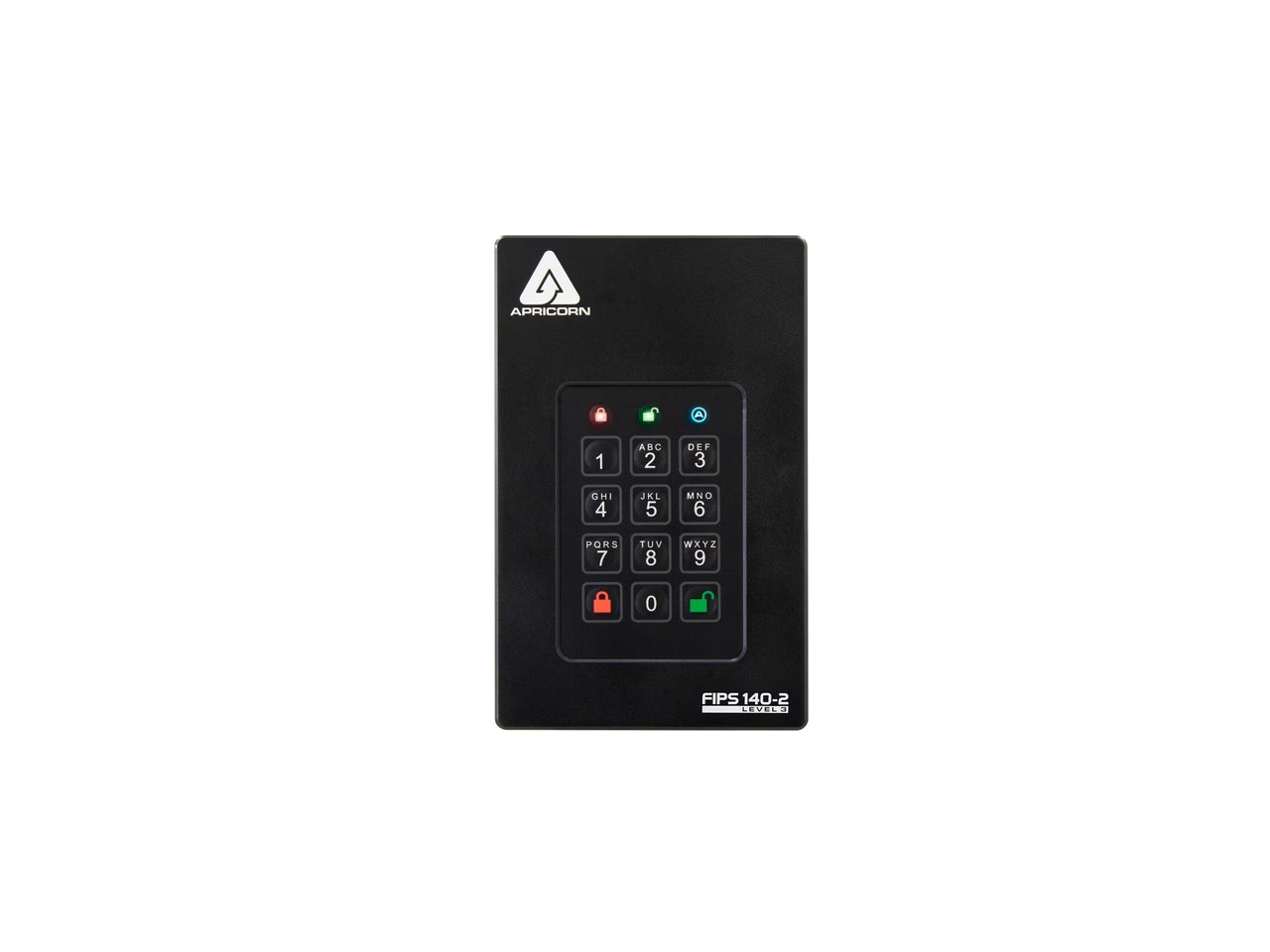 APRICORN A 1 A ABC 2 DEF 3 GHI 4 JKL 5 MNO 6 PORS 7 TUV 8 WXYZ 9 0 FIPS 140-2 .. LIVER