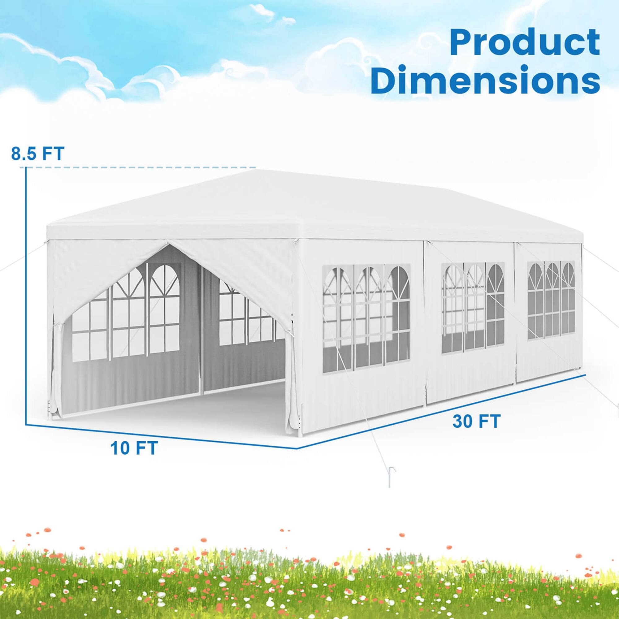 Product Dimensions: 8.5 FT, 10 FT, 30 FT
