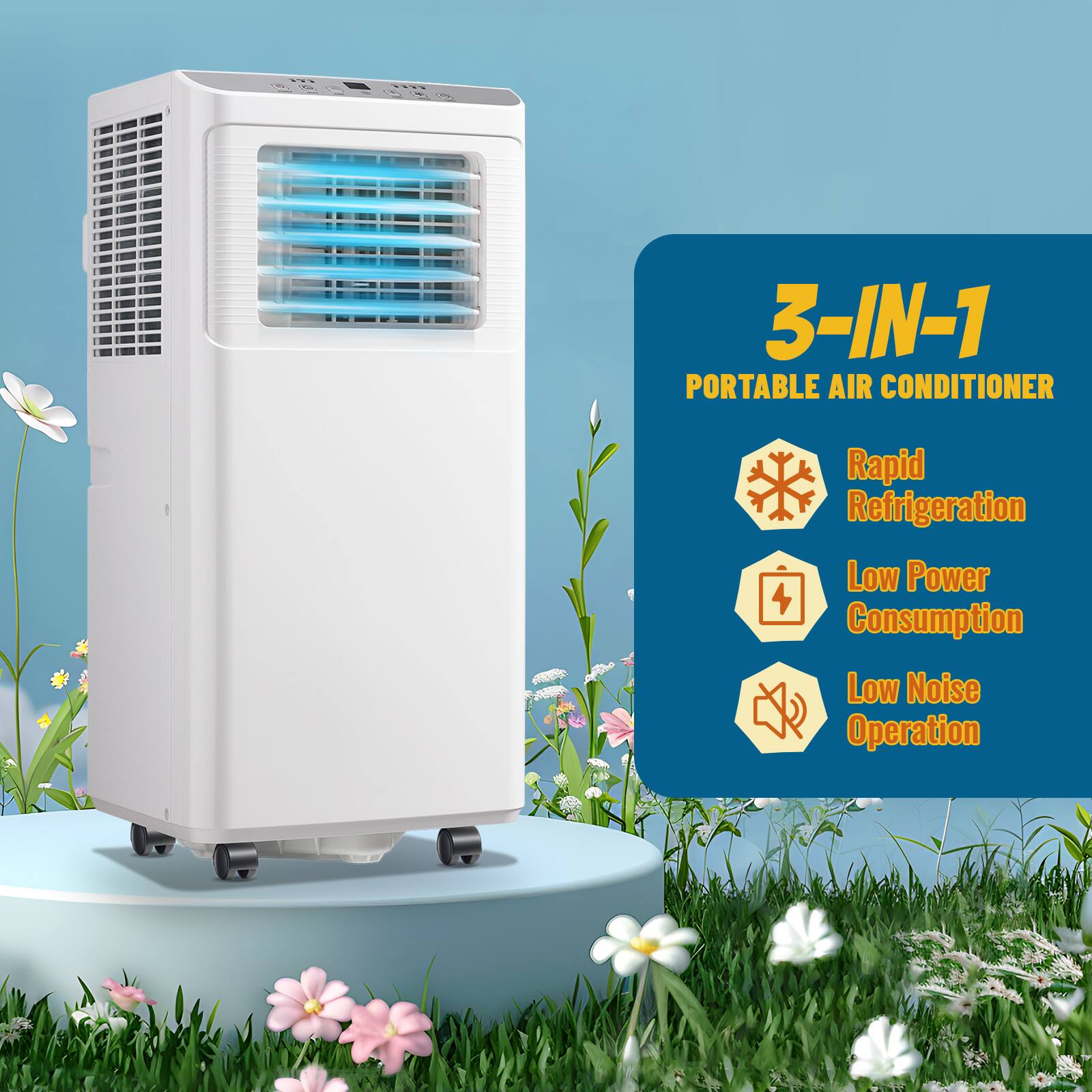 3-IN-1 PORTABLE AIR CONDITIONER

- Rapid Refrigeration
- Low Power Consumption
- Low Noise Operation