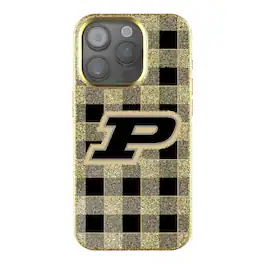 Keyscaper - NCAA - Purdue Boilermakers Plaid Bling iPhone Case - 15 - Gold