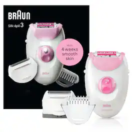 Braun - Silk-épil 3, Epilator for Women for Long-Lasting Hair Removal - White/Pink