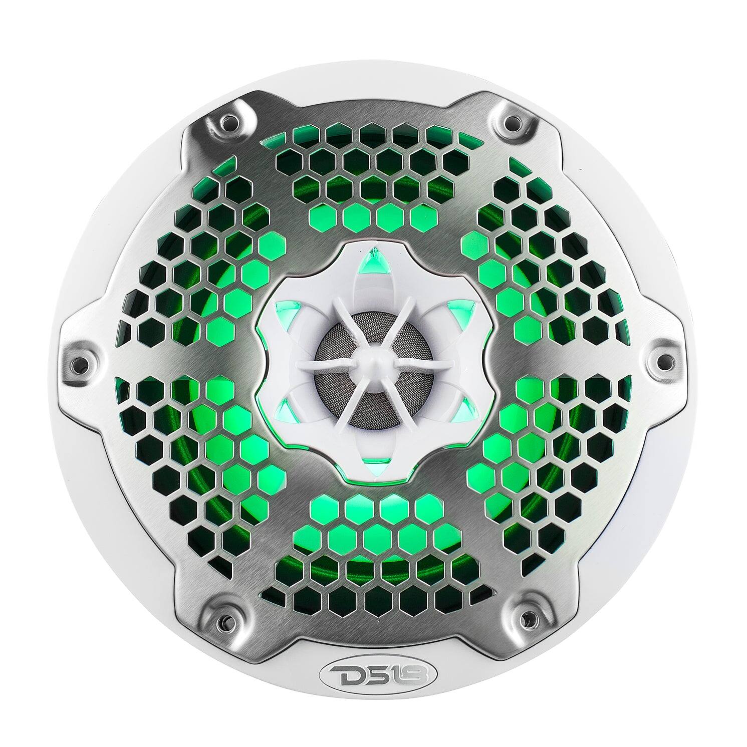 Alt View 2. DS18 Audio - NXL 6.5" 2-way Coaxial Speaker with RGB LED Lights, Built-in Driver and Grille (Pair), 100W RMS 4-Ohm - White.