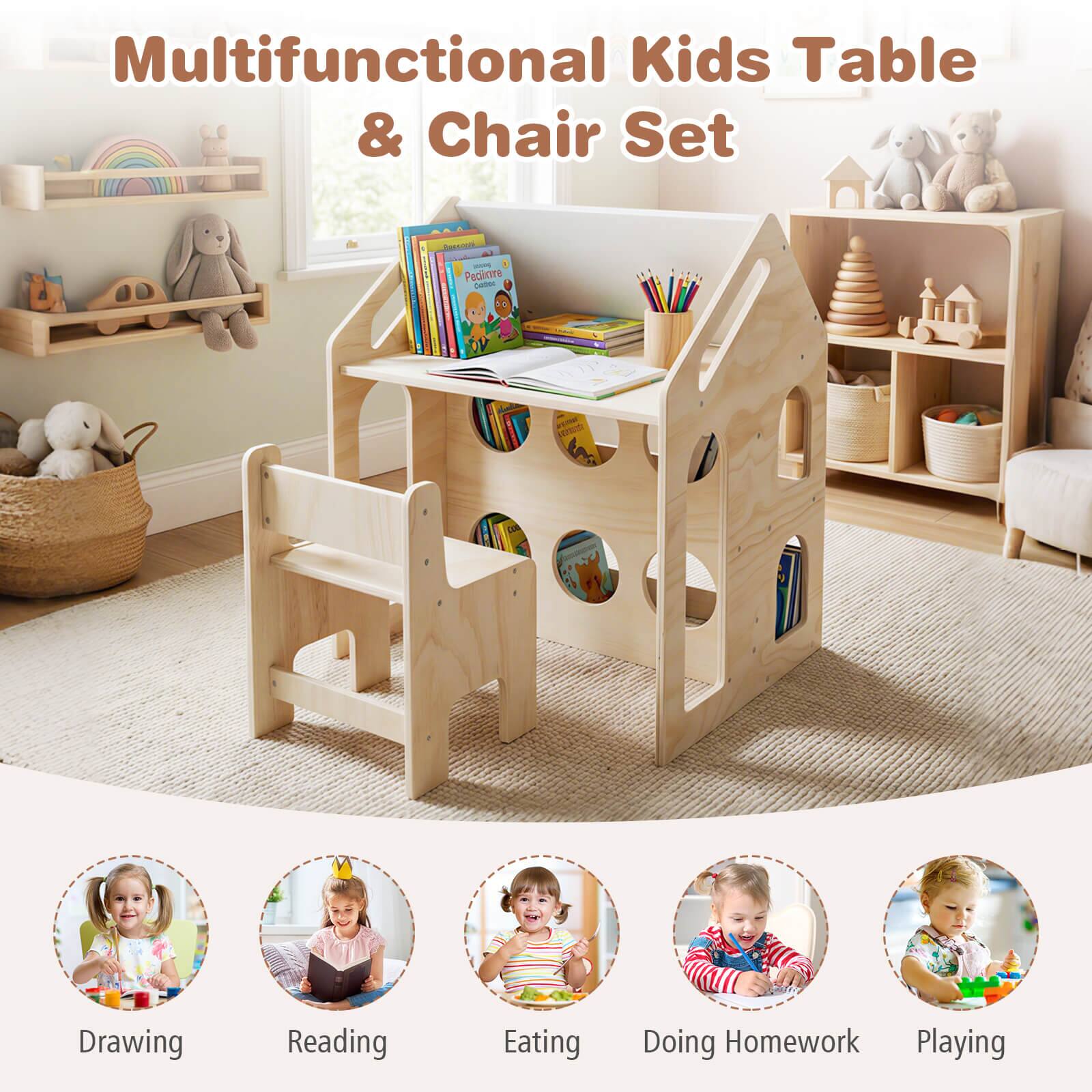 Multifunctional Kids Table & Chair Set

- Drawing
- Reading
- Eating
- Doing Homework
- Playing