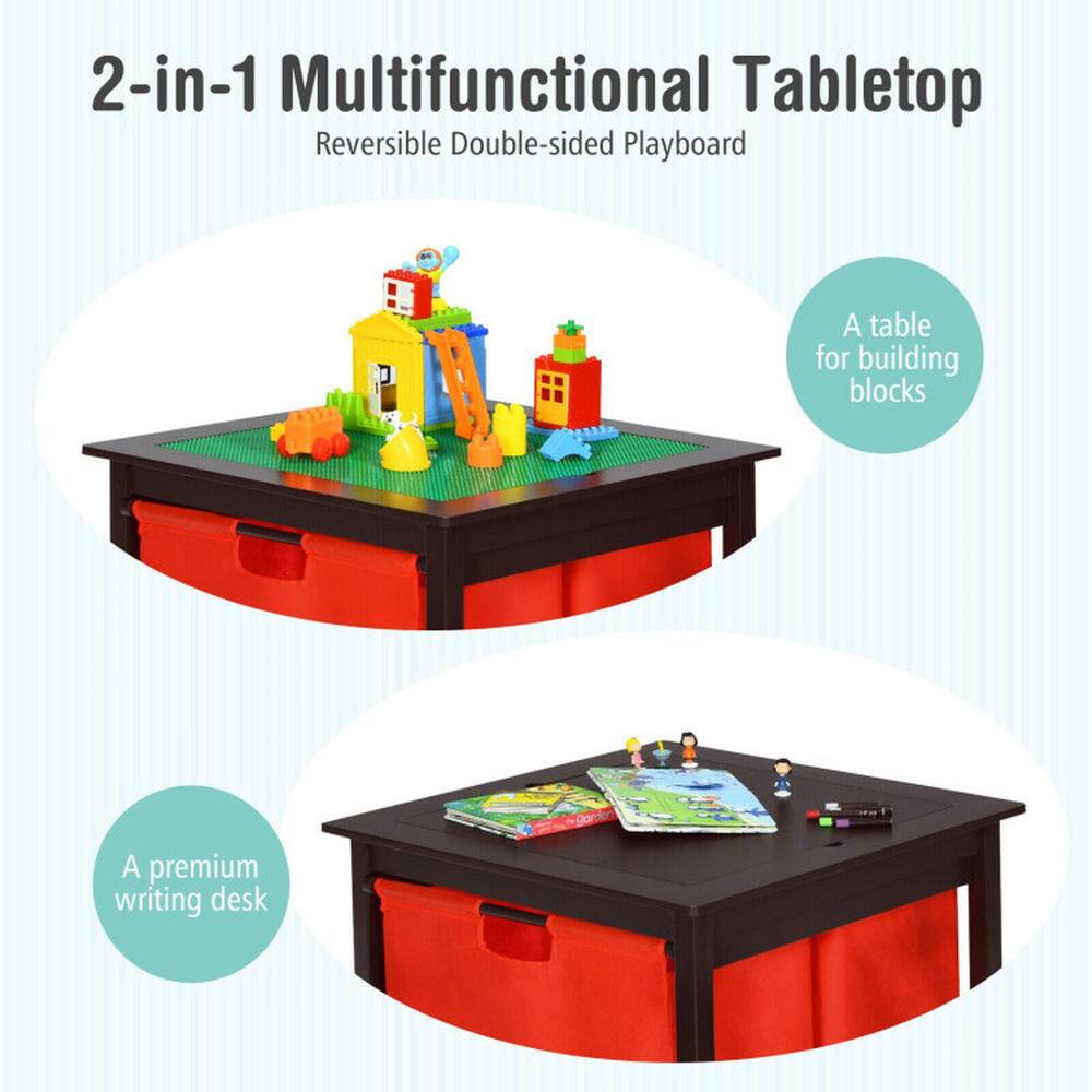 2-in-1 Multifunctional Tabletop  
Reversible Double-sided Playboard  

A table for building blocks  

A premium writing desk