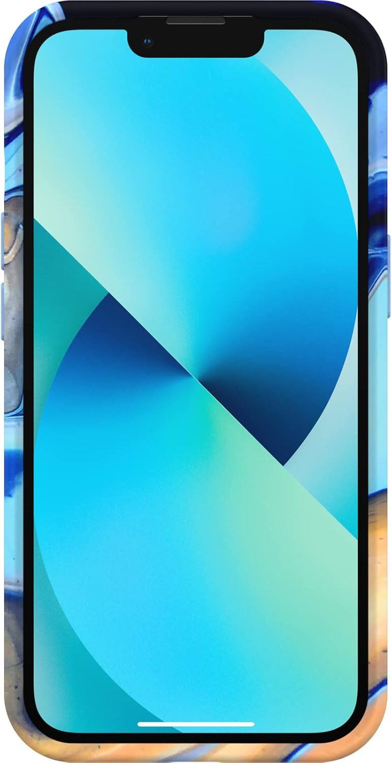 Front. OtterBox - OtterBox iPhone 13 Soft Touch Flexible Fashion case - Saturn (Blue), Ultra Slim, Colorful Graphic, Snaps to Magsafe, Rai - Blue.