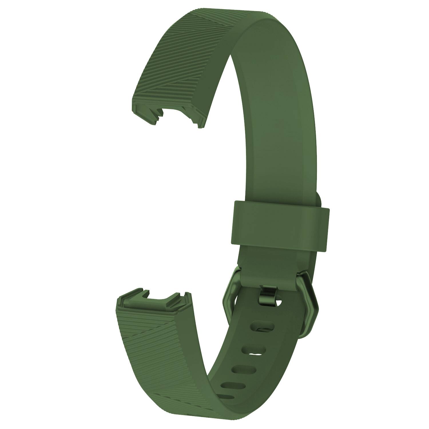 Left. StrapsCo - Active Band Rubber Watch Strap For Fitbit Alta (Short-Medium) - Army Green.