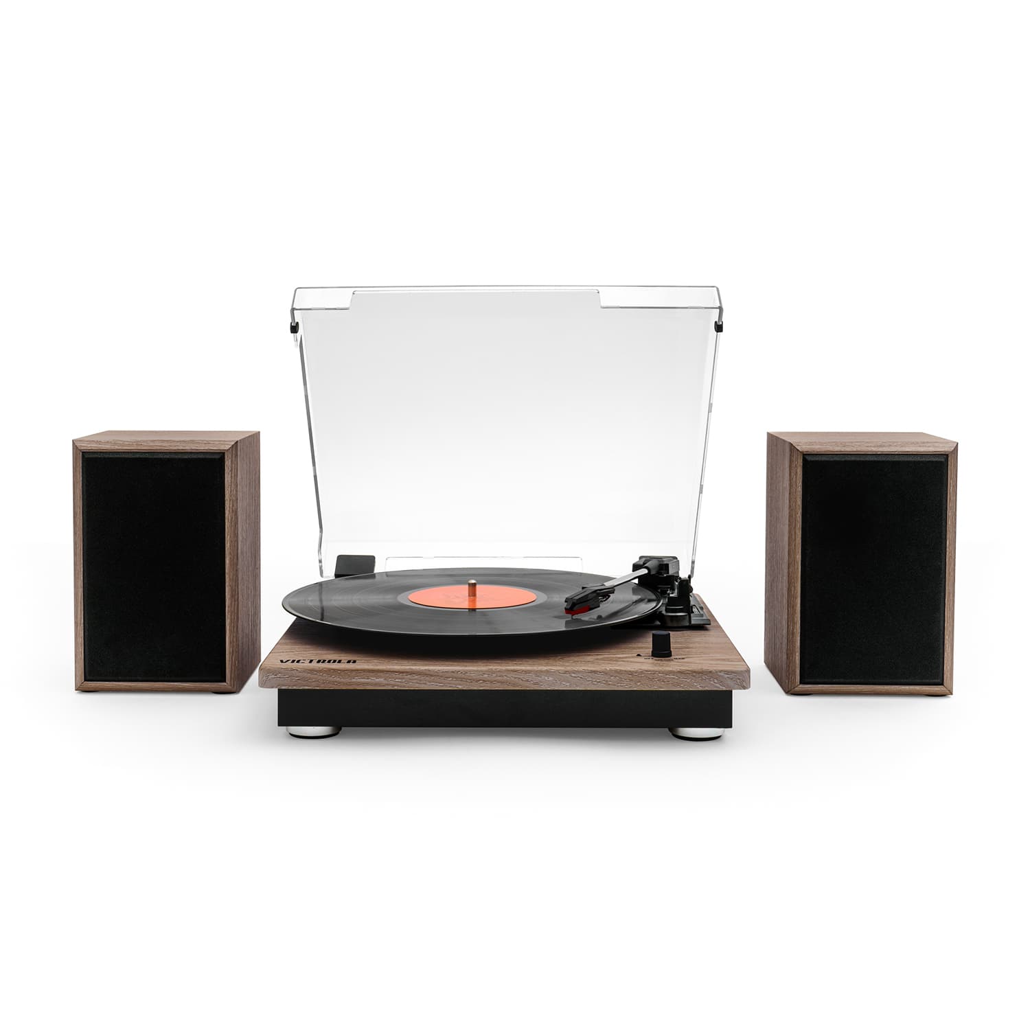 Alt View 1. Victrola - Montauk Bluetooth Turntable System - Farmhouse Walnut.