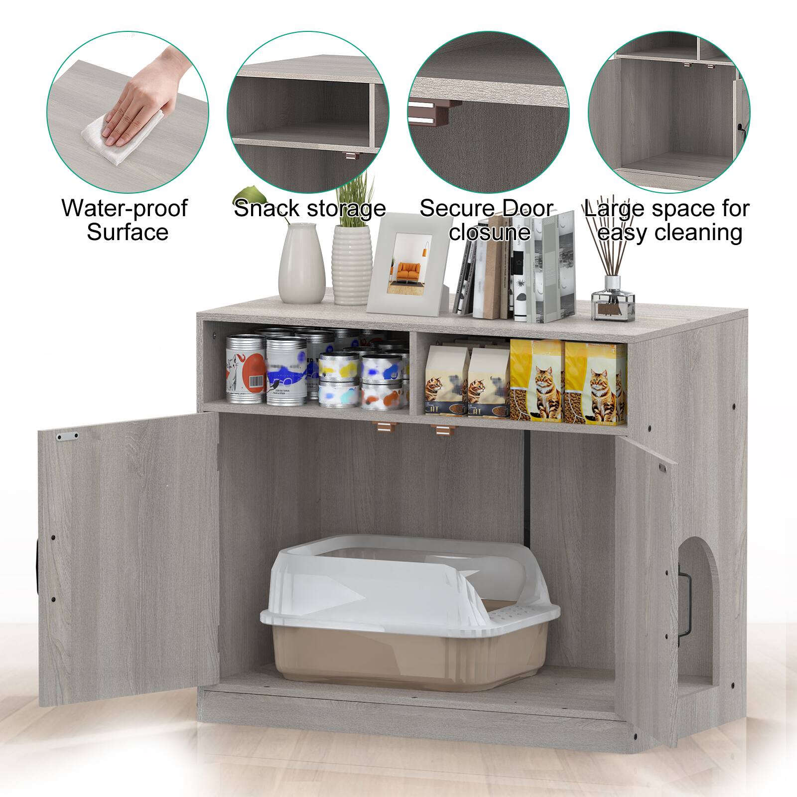 Water-proof Snack storage Secure Door Large space for easy cleaning