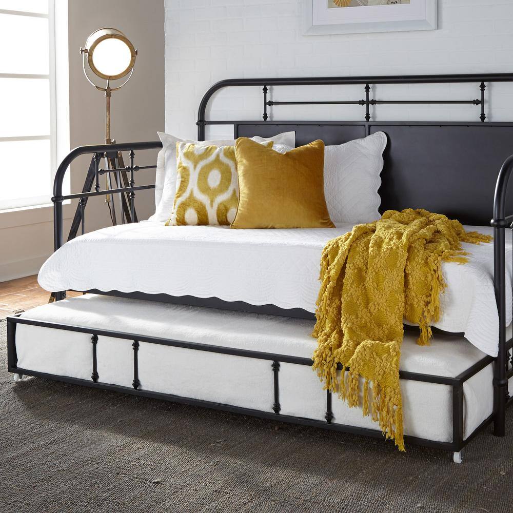 Alt View 4. Liberty Furniture Industries - Vintage Series Twin Metal Trundle - Black in Distressed Metal - Black.