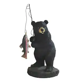 FC Design - 5"H Bear Salmon Fishing on Rock Figurine Statue Desk Tabletop Home Decor Gift - Multi-Color