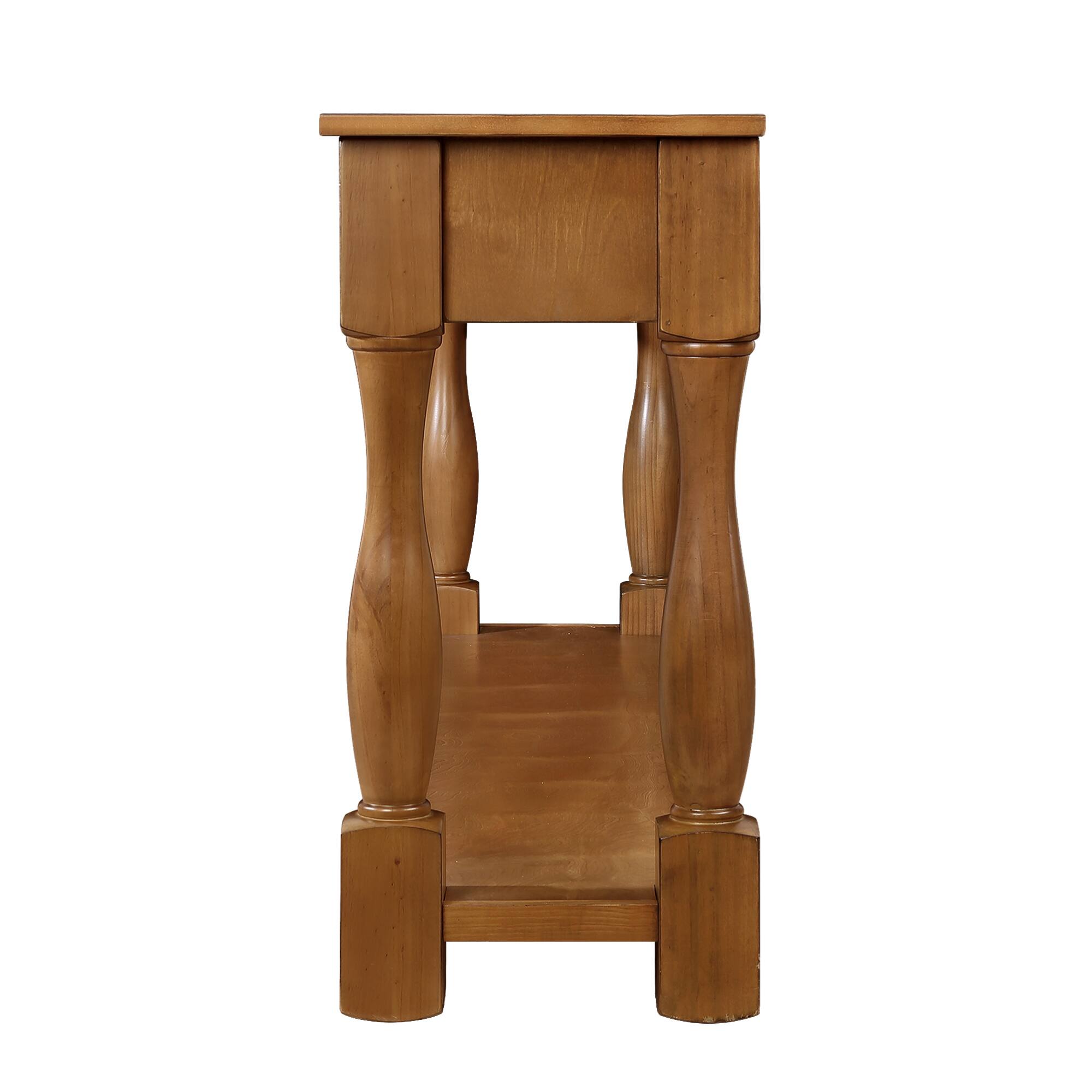 Alt View 6. GOODSILO - Extra-Long Wooden Console Table with Three Drawers and Bottom Shelf for Entryway or Hallway Use - Brown.